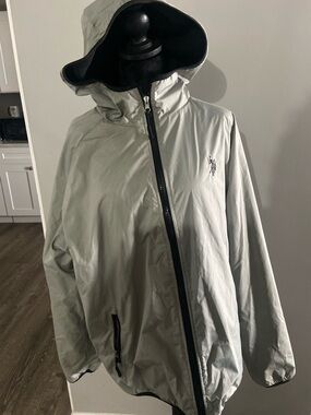 U.S. Polo Assn. Light Gray Hooded Windbreaker Jacket
